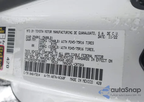 2023 Toyota Tacoma Sr z USA, uszkodzony, nr VIN 3TYSX5EN3PT018087